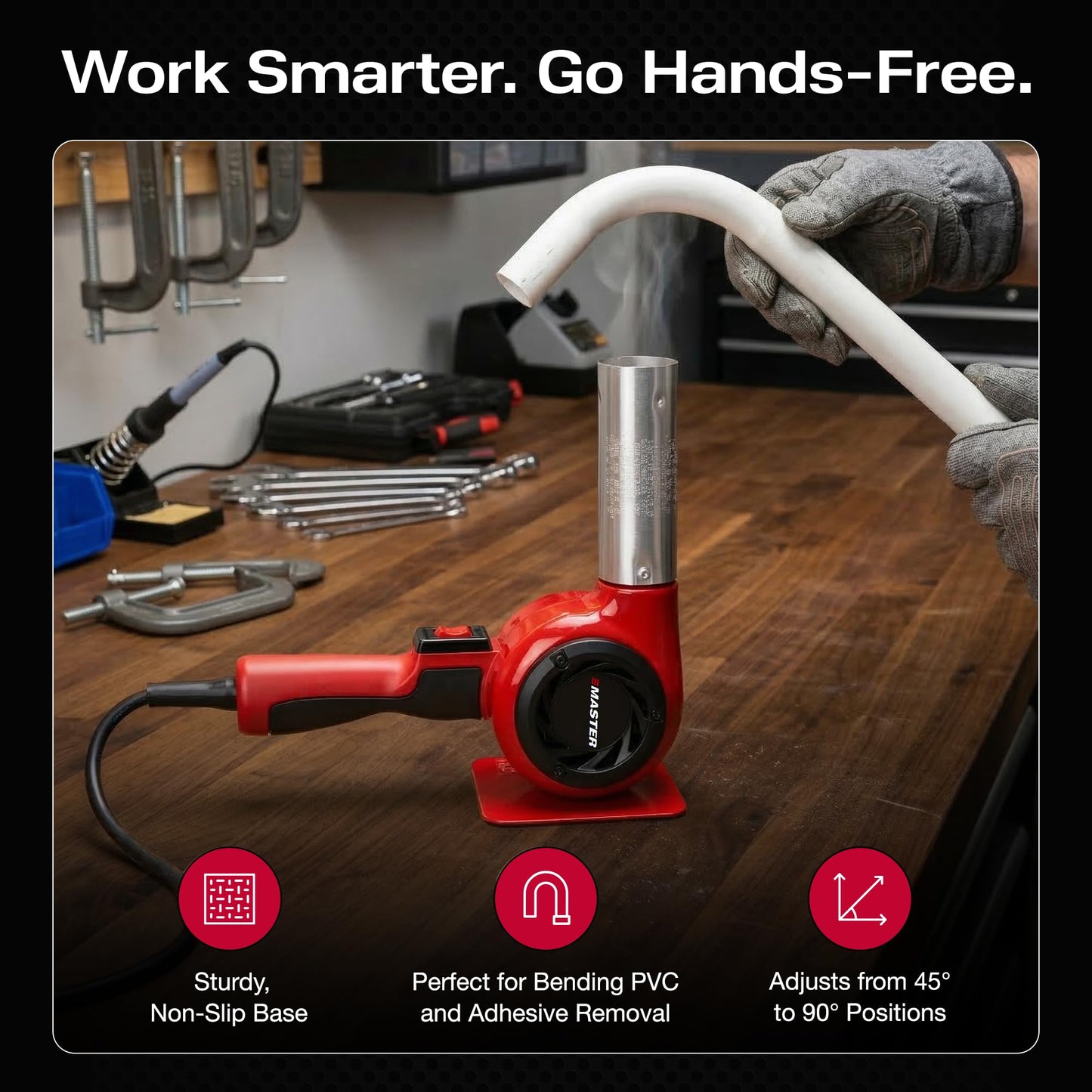 Master Appliance HG-301D Industrial Heat Gun, Quick Change Plug-In Heating Element, 800° F, 120V, 1440W, 12 Amps, Engineered In USA