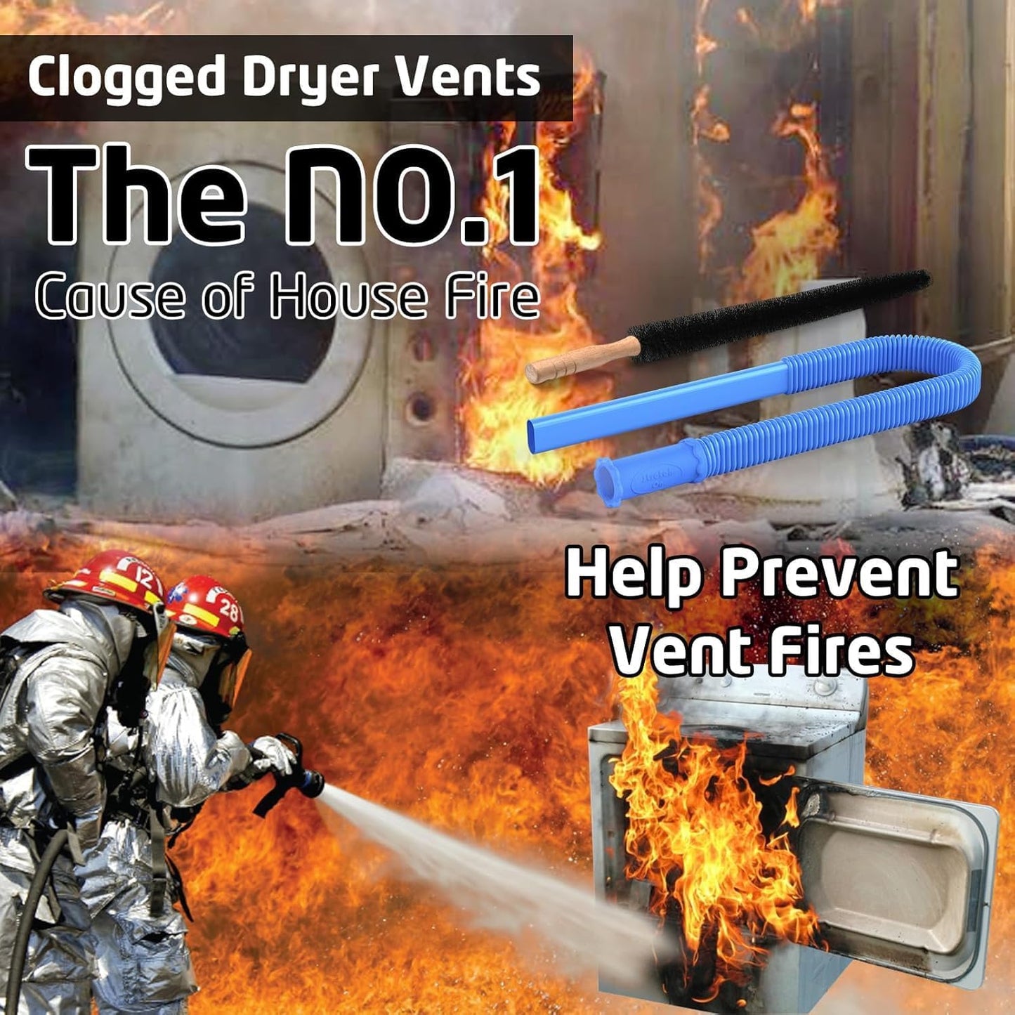 Skiennix Dryer Vent Cleaner Kit - 2-Piece Lint Brush & Vacuum Hose Attachment for Quick Cleaning