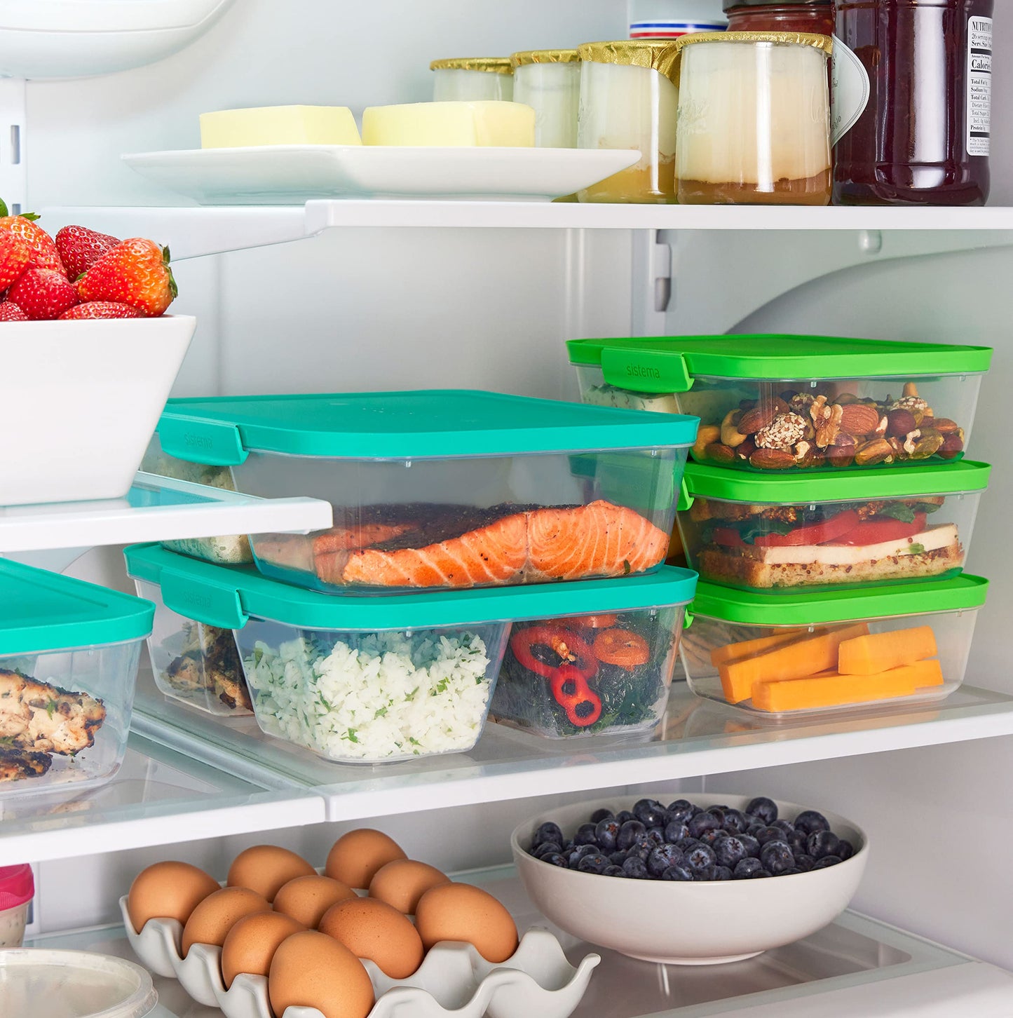 Sistema Nest It Meal Prep Food Storage Containers with Lids, 10-Pack of 3.7-Cup Containers with 2 Divided Compartments, Airtight & Leak-Resistant, Dishwasher, Microwave, & Freezer-Safe, BPA-Free