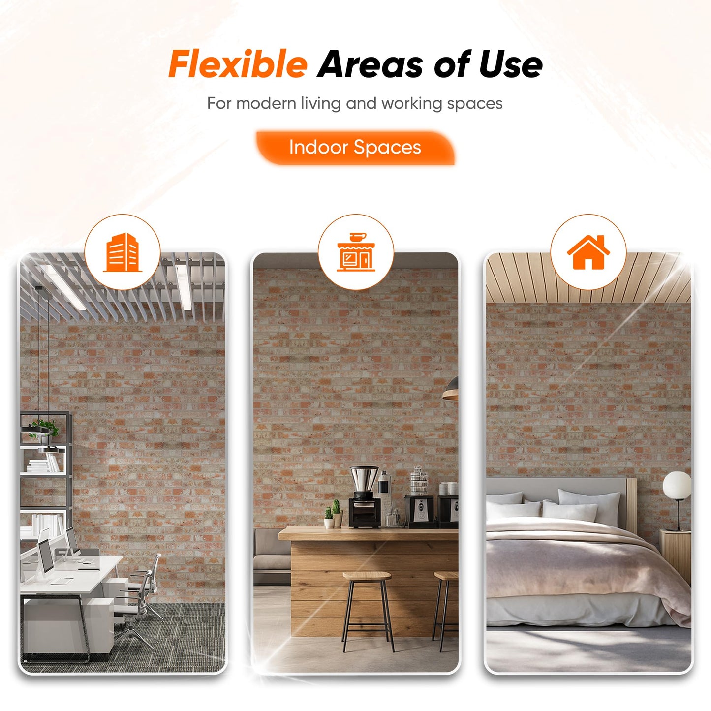 IZODEKOR 3D Brick Effect Wall Panels - Faux Brick Paneling for Living Room, Kitchen, Bathroom and More | Stone House - Pack of 3, Covers 16 sq ft