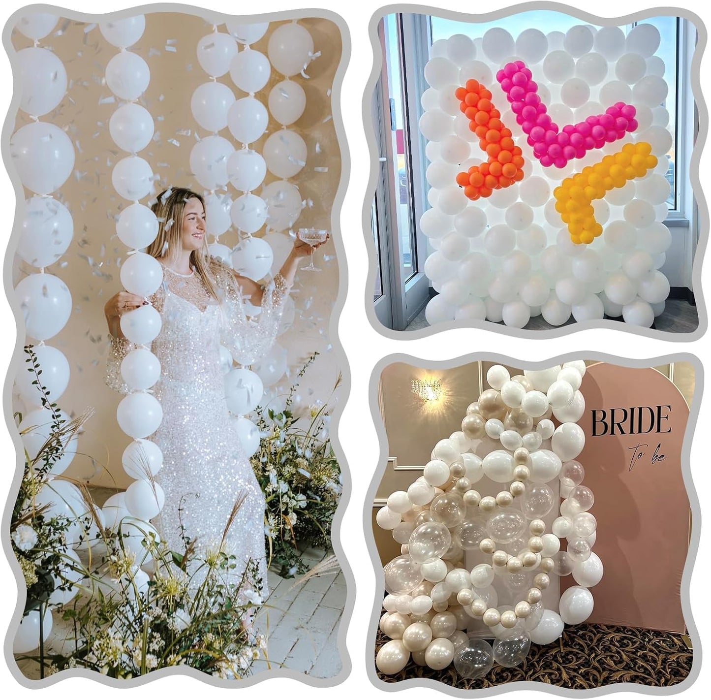 White Link Balloons - 120 Pcs 6-Inch Latex Balloons for Birthday, Baby Shower & Wedding Decor