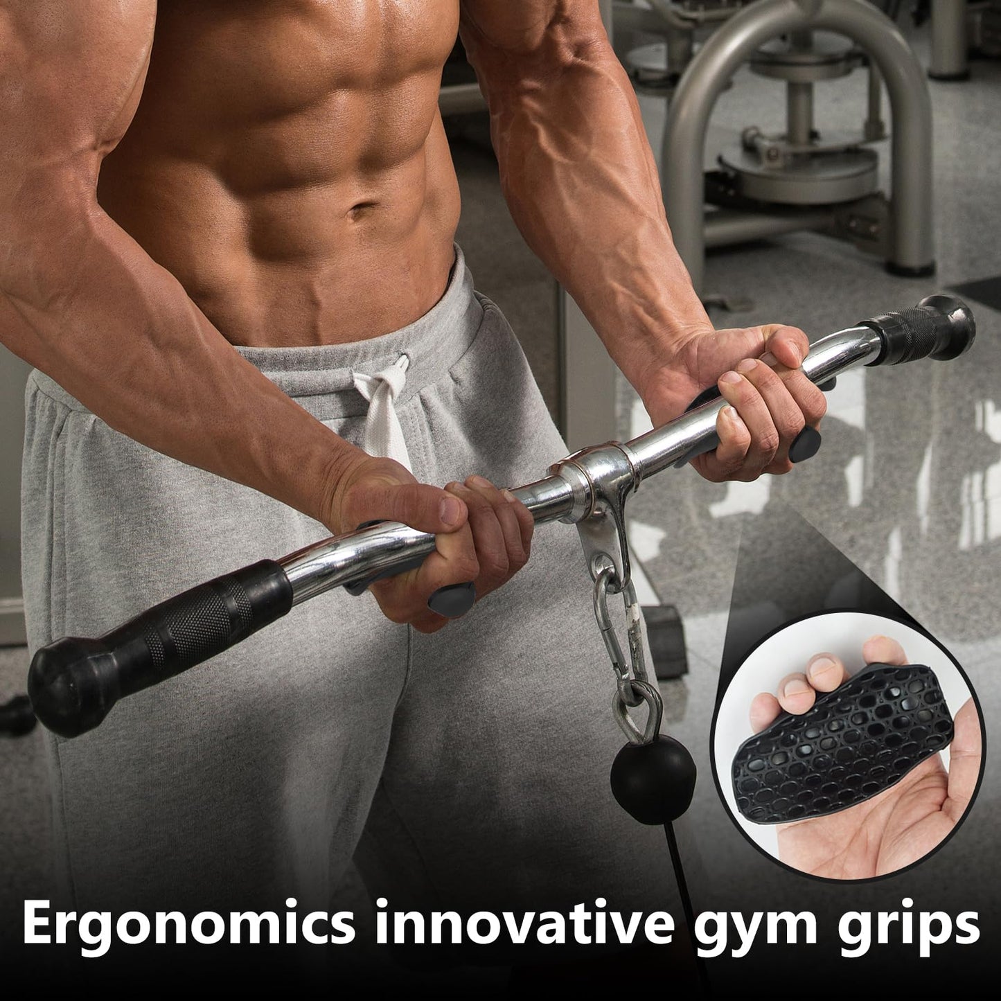 Krotour Rubber Gym Grips for Weights Training, Ergonomic Workout Grip for Weight Lifting Men Women Hand Protector Gym Gloves, Weight Lifting Grips for Bodybuilding, Deadlifts