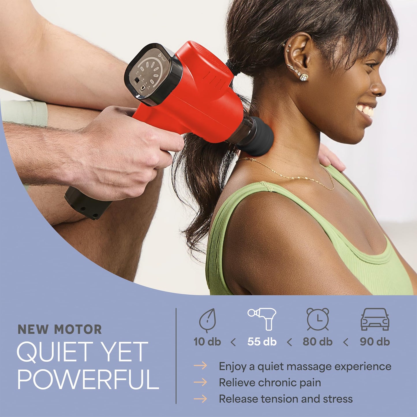 LifePro Massage Gun & Massage Gun Holder (Sold Separately) - Percussion Muscle Massager for Athletes with 8 Heads and 5 Speed Settings - Deep Tissue Back Muscle Massager Extender for Recovery