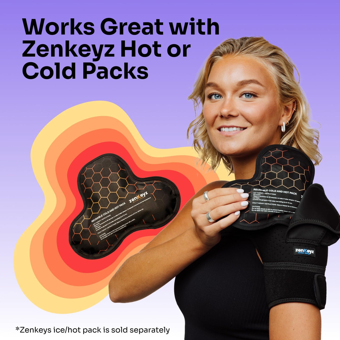 ZENKEYZ Shoulder Brace for Men & Women - Size S/M (Chest 28-38") - Gray Neoprene Compression Sleeve - Adjustable Strap for Rotator Cuff & Joint Stability - Integrated Ice/Heat Pocket - Ambidextrous Support