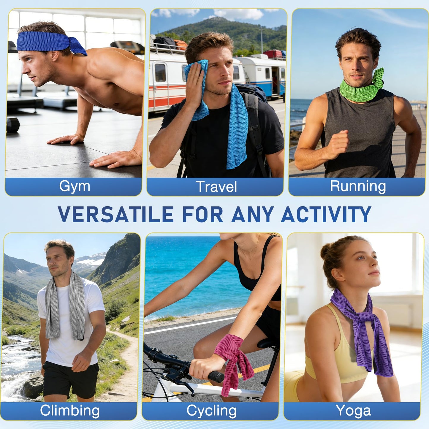 Gsmhoat 30 Pack Cold Towels for Hot Weather, 40"x12" Bulk Cooling Towel for Neck and Face, Neck Cooling Rags for Sports, Gym, Yoga, Scooer, Golf