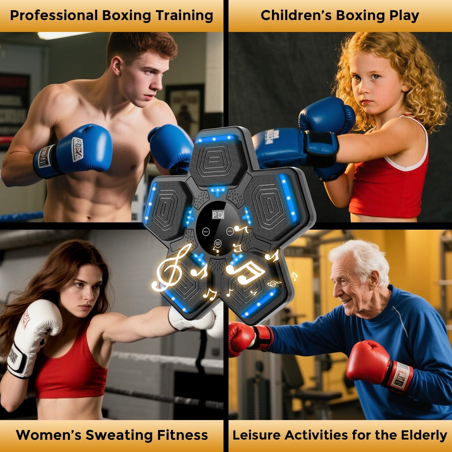 LOLBOX 2025 Music Boxing Machine for Adults and Kids, Smart Bluetooth Boxing Training Equipment with Gloves Wall Mounted, Workout Punching Machine for Home,Office and Gym