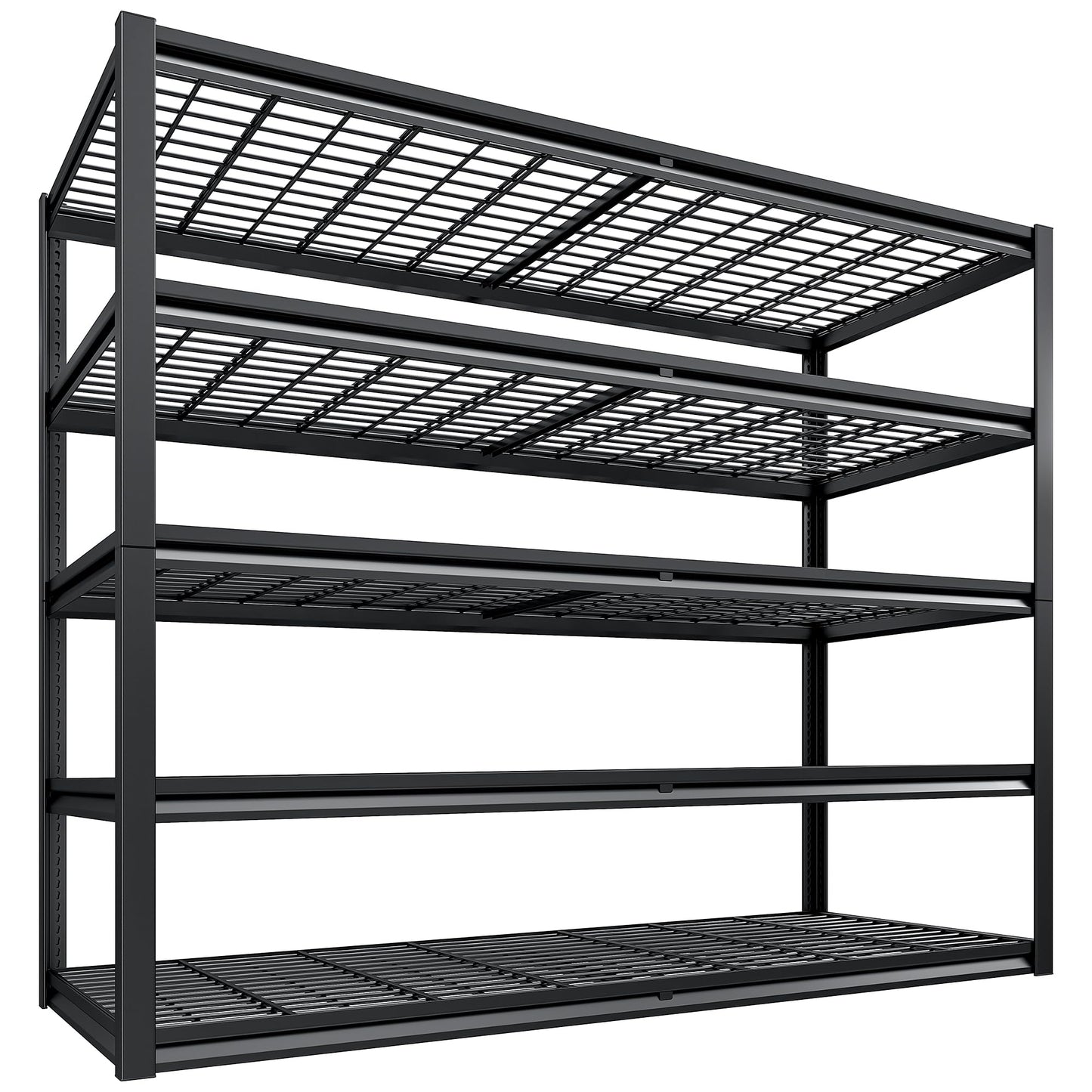 55.2"W Heavy Duty Garage Shelving Units, 3000LBS Commercial Metal Wire Shelves,26" Extra Deep Organizer Precision-Sized for Two Rows of 27-Gallon Storage Bins,Floor-to-Ceiling Steel Rack,Anti-Tip Kit