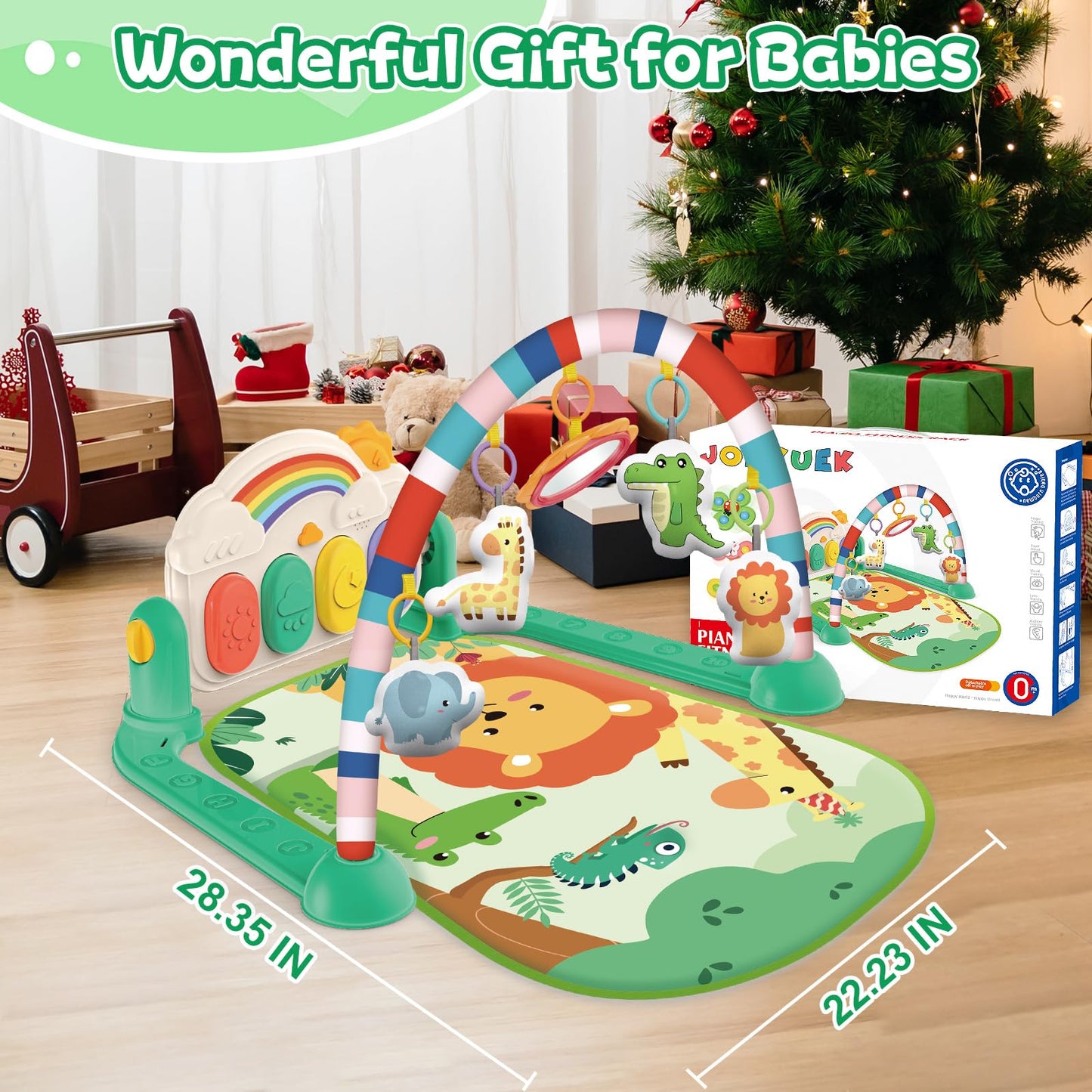 Joryuek Baby Gym & Play Mat, Tummy Time & Activity Mat Toys, Infant to Toddler Play Piano Mat, 0-12 Months (Green)