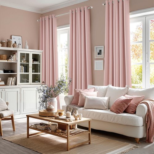 MIULEE Baby Pink Blackout Curtains - Thermal Insulated Room Darkening Drapes | 72 Inches Long, 2 Panels