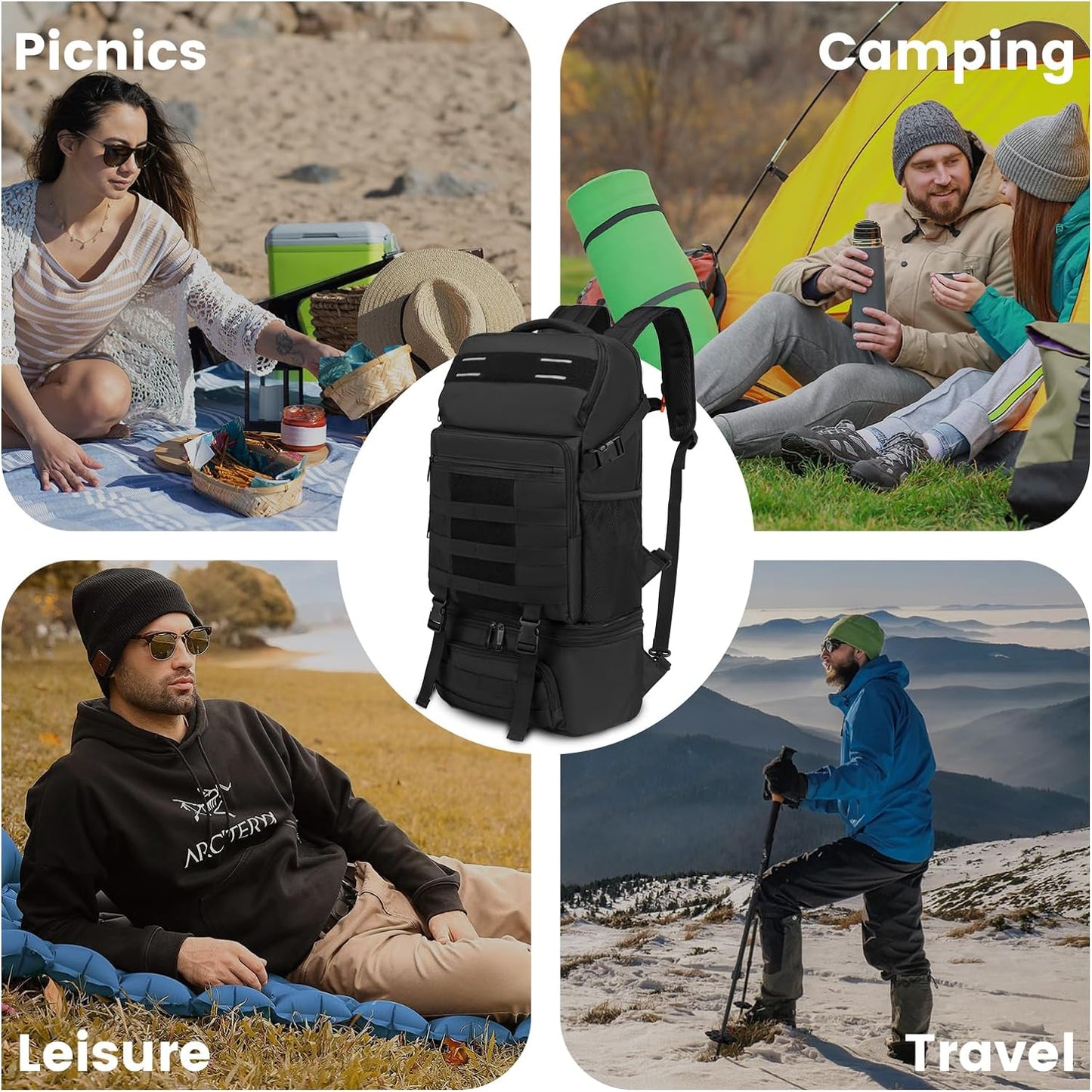 Backpack, Backpack 15.6 Inches Backpack RUCYEN Lunch Insulated Cooler Removable Lunch Box for Men Women, RFID Blocking