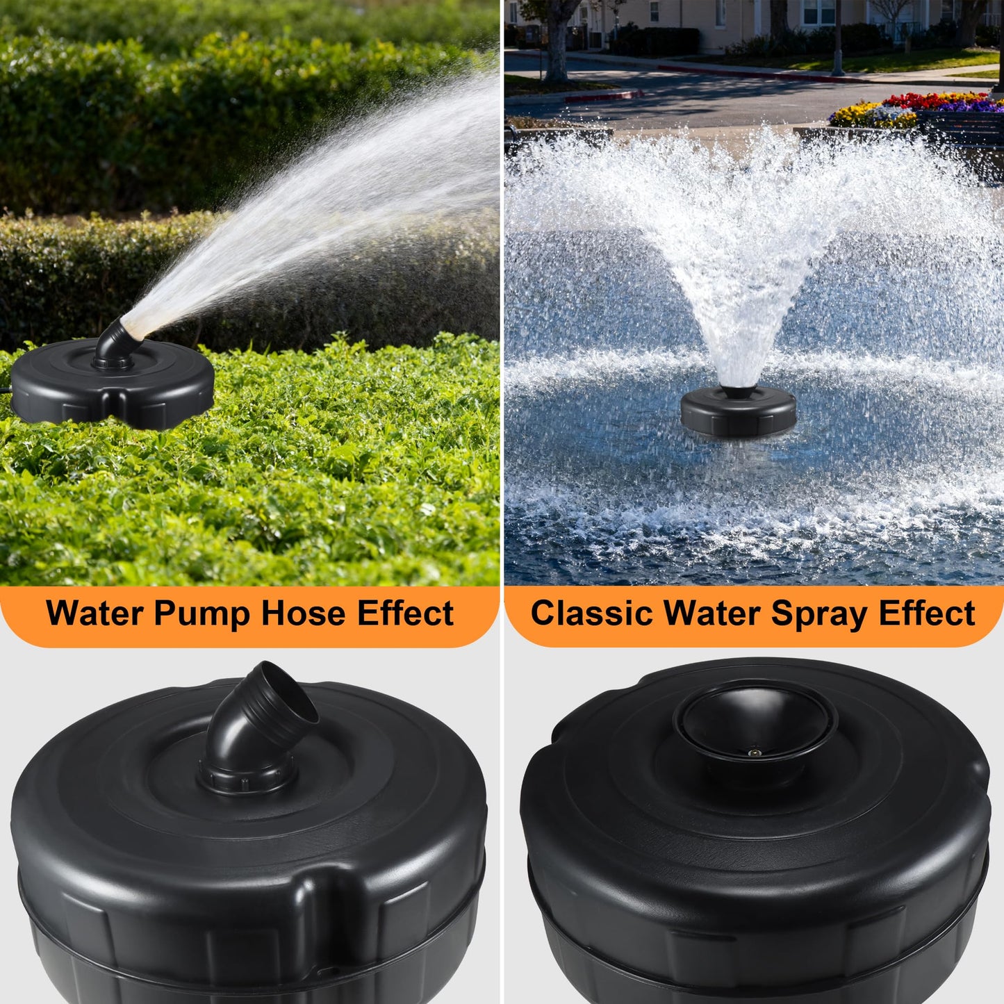 HUNKING H1 Pond Fountain Aerator 750W 1HP - 16000 GPH Floating Aerating Pump with Timer, 110V-120V/100FT Power Cord/2 Nozzles Outdoor Water Circulation Jet System for Large Ponds, Lakes, Water Gardens