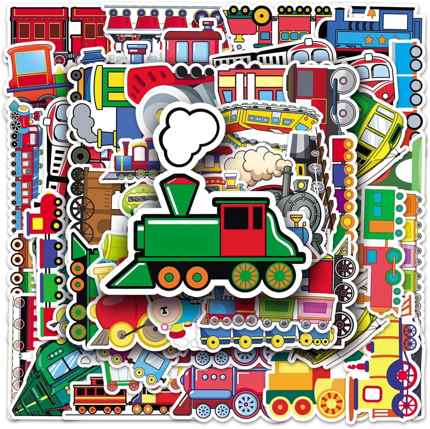 DIYYILIF 100 Pcs Train Stickers, Vinyl Waterproof Stickers for Water Bottles, Laptop, Notebook, Scrapbook, Luggage