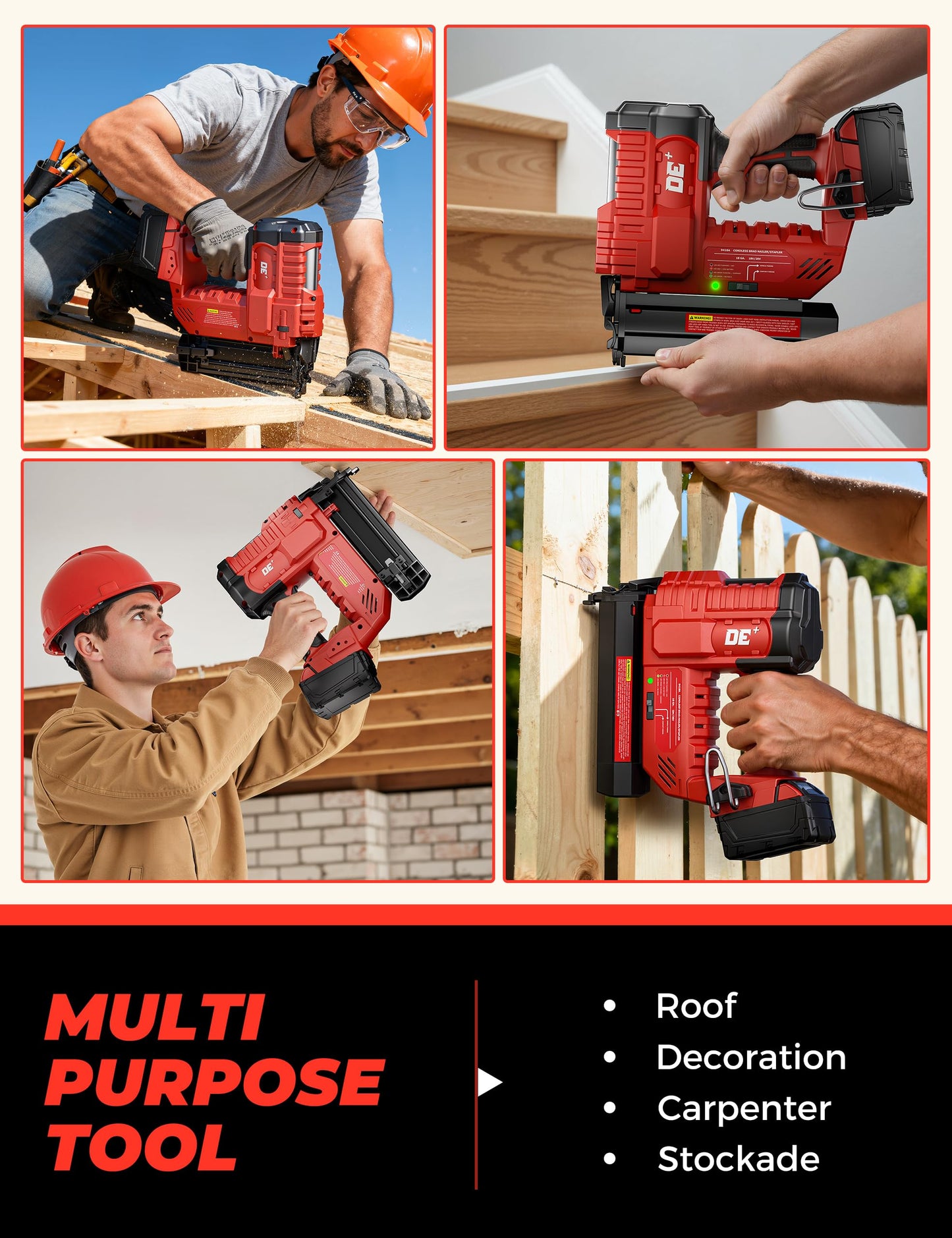 DeForce 18GA Cordless Brad Nailer, 2" Nail Gun for Milwaukee 18V Battery(No Battery), 2 in 1 Electric Stapler, Tool-Free Jam Release, 2 Firing Mode, Adjustable Depth, 1000pcs Nail for Woodworking