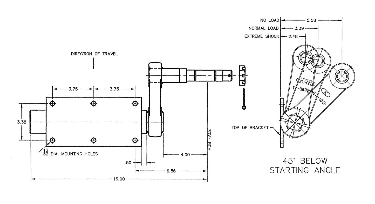 RIGID HITCH INCORPORATED 1,000 lb. Torsional Stub Axles with 5-Bolt on 4-1/2 Inch Hubs (TSA-10150)