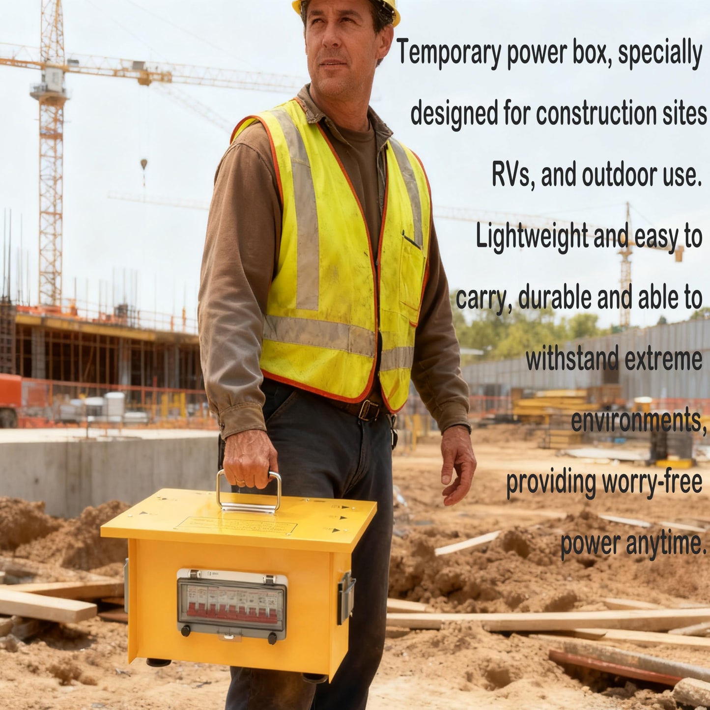 Power Distribution Box Temporary Distribution Box 50 Amp/30Amp 125/250V, Waterproof IP67 with Multiple GFCI Outlets, L14-30P and SS2-50P Inlet, for Industrial and Commercial Use