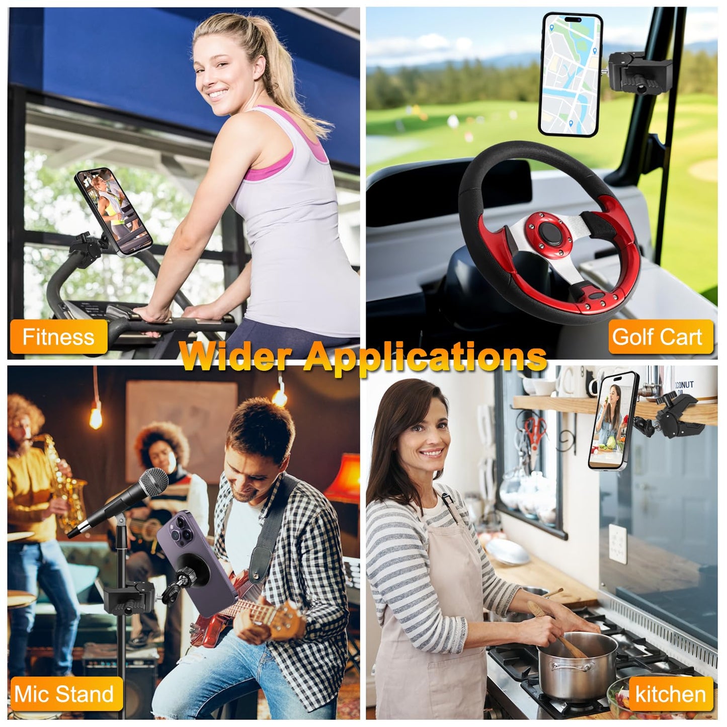 Khazylorr Mic Stand Phone Holder, for MagSafe Clamp Mount Phone Holder Handlebar, 360° Swivel Magnetic Microphone Stand Phone Mount Clip for iPhone 16 15 14 MAX Pro Samsung Galaxy Any Smartphones