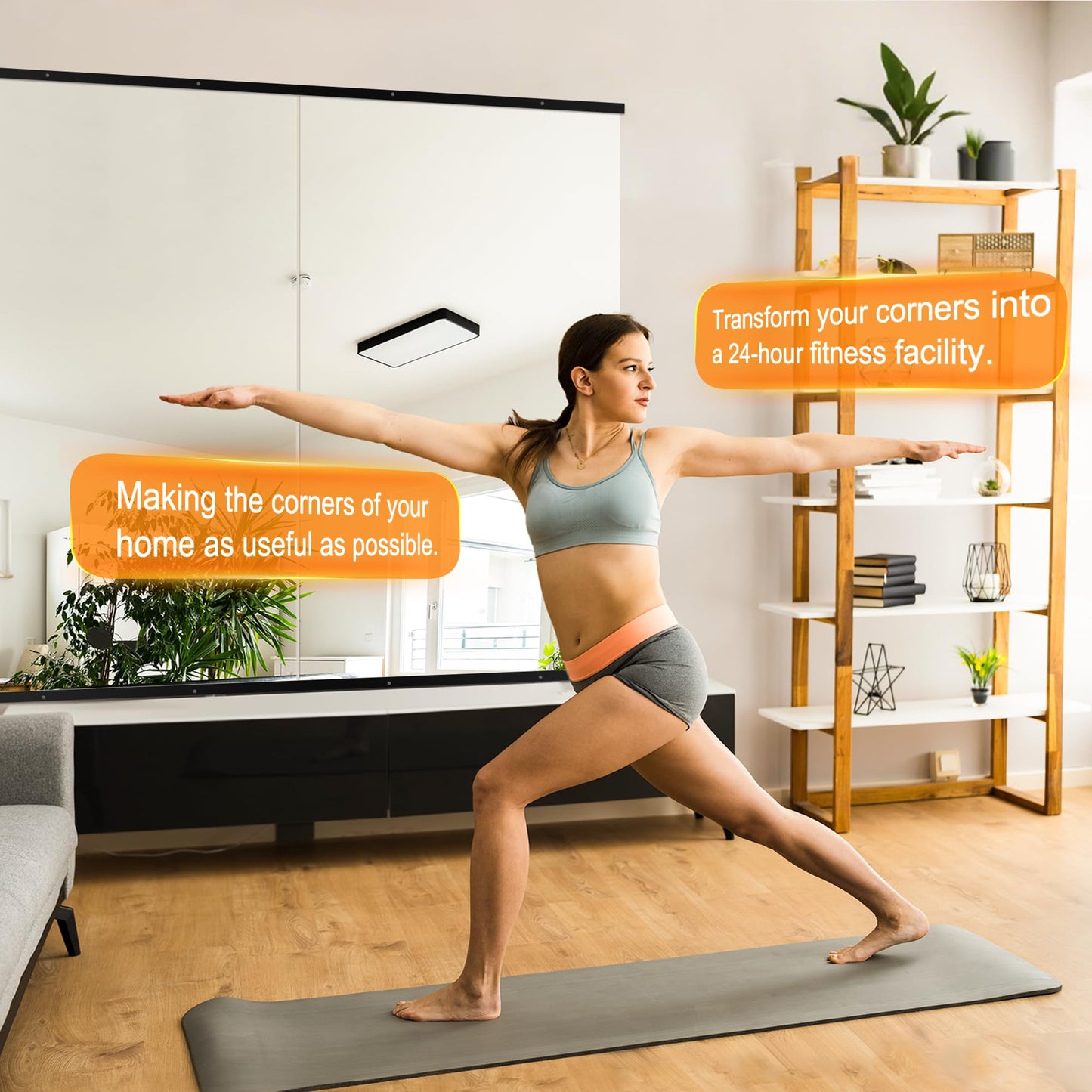 Delma Home Gym Mirror, 48''x28''x2PCS Black Wall Mounted Large Frameless Tempered Glass Wall Mirror for Home Gym, Garage, Bedroom, Bathroom
