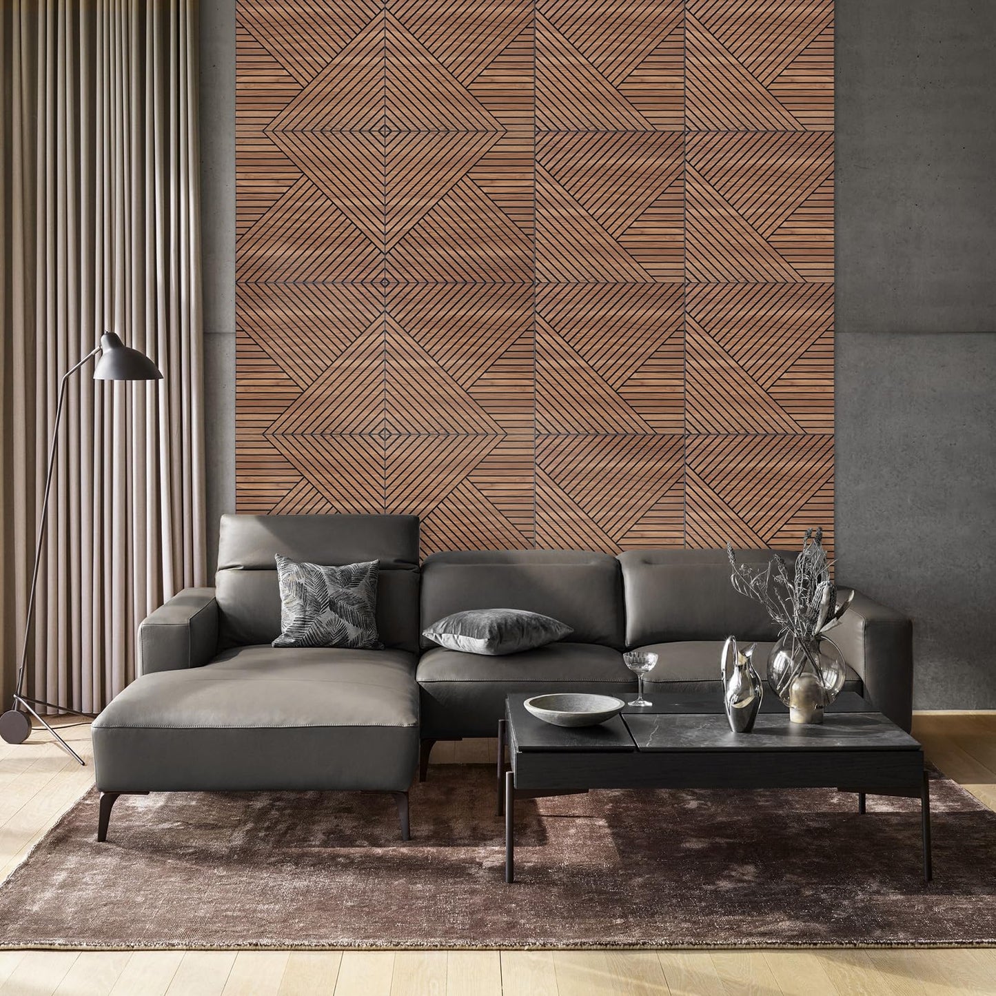 GreenClad 3D Peel and Stick Acoustic Wall Panels – 8 Pack Self-Adhesive Wood Pattern Soundproof Panels 23.6” x 23.6” for Interior Wall Decor, Bedroom, Living Room, Office (Golden Maple)