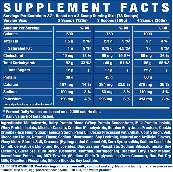 Ronnie Coleman Signature Series King Mass XL Mass Gainer Protein Powder ??Vanilla Ice Cream Weight Gainer with 60g Protein, 180g Carbohydrates, 1,000+ Calories, Creatine & Glutamine ??10 Pound