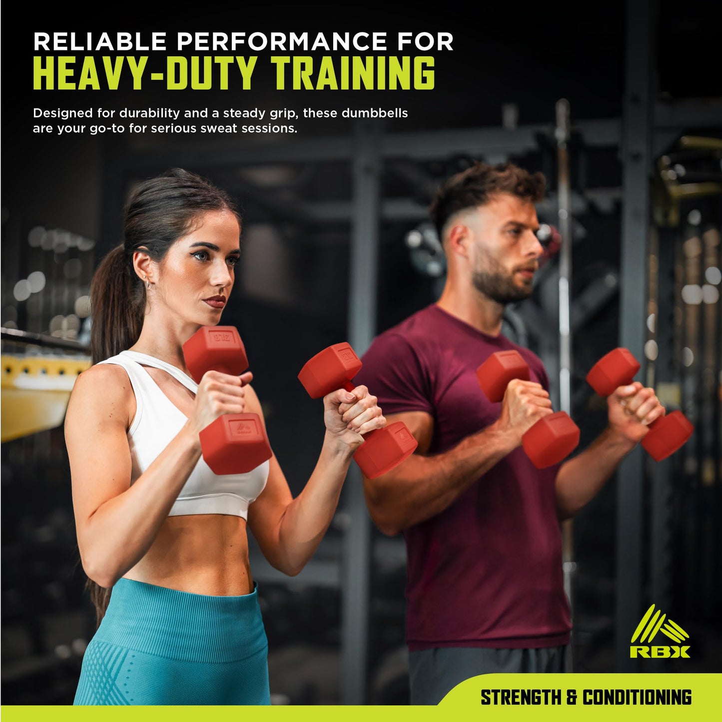 RBX 6LB Pair Hex Dumbbell Set, 3LB Each, Durable Weights with Easy-Grip Coating, Hex Design to Prevent Rolling, Compact and Portable Workout Set for Strength Training, Cardio, and Upper Body Workouts