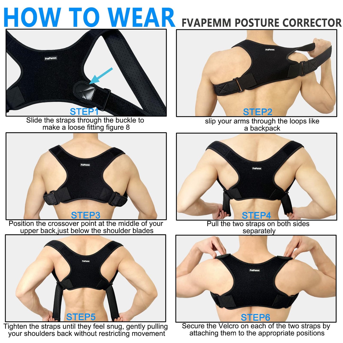 FvaPemm Posture Corrector for Women Men, Copper Upper Back Brace, Back Straightener Support Correcting Hunchback and Bad Posture, Back Pain Relief for Neck, Shoulder, Clavicle, Black, L/XL