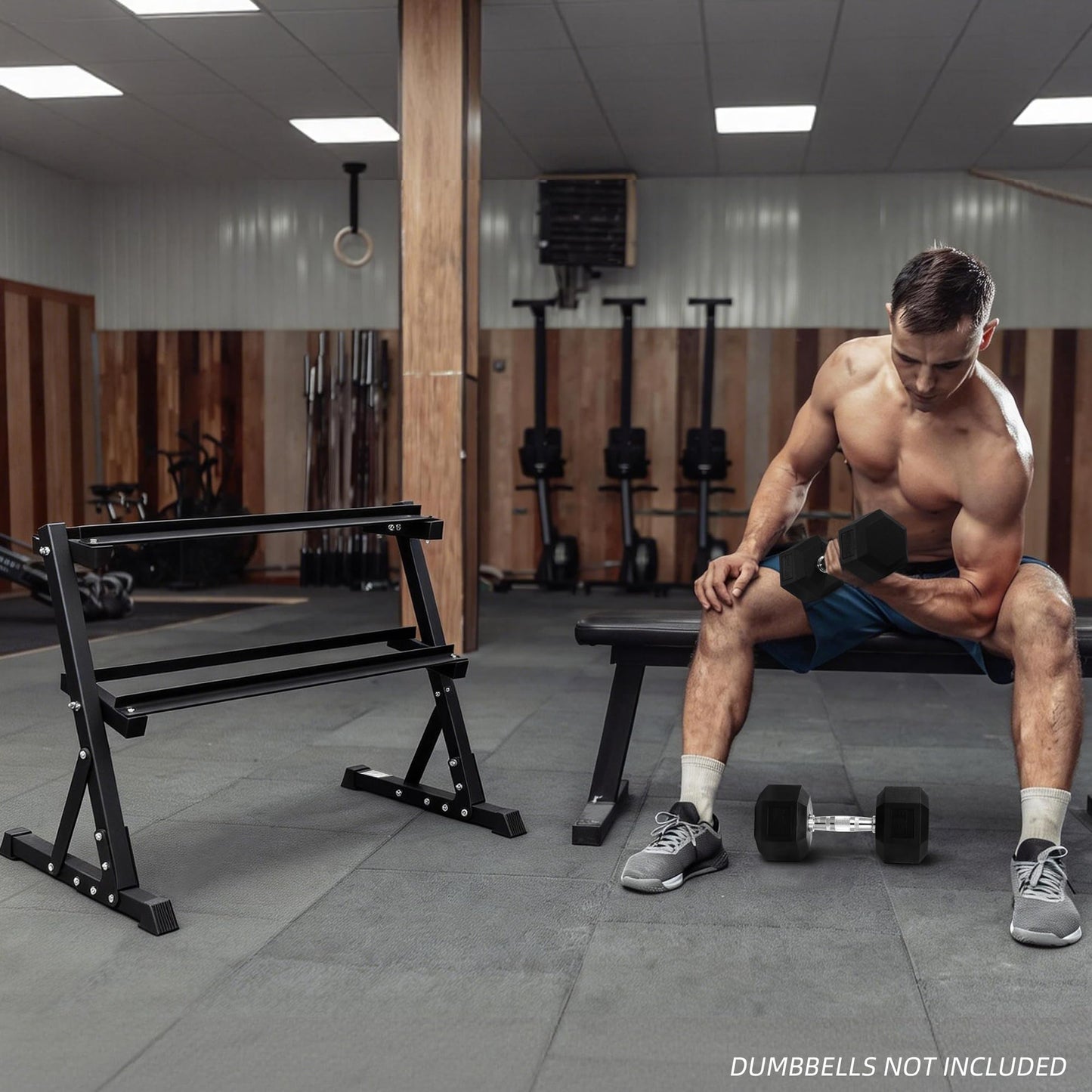BalanceFrom Dumbbell Rack Multifunctional Weight Stand for Home Gym, 2 Tier Weight Rack