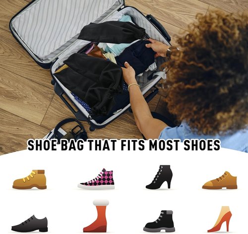 GONGKANGYUAN Shoe Bags for Travel - 4 Pack Flannel Drawstring Pouches for Men & Women