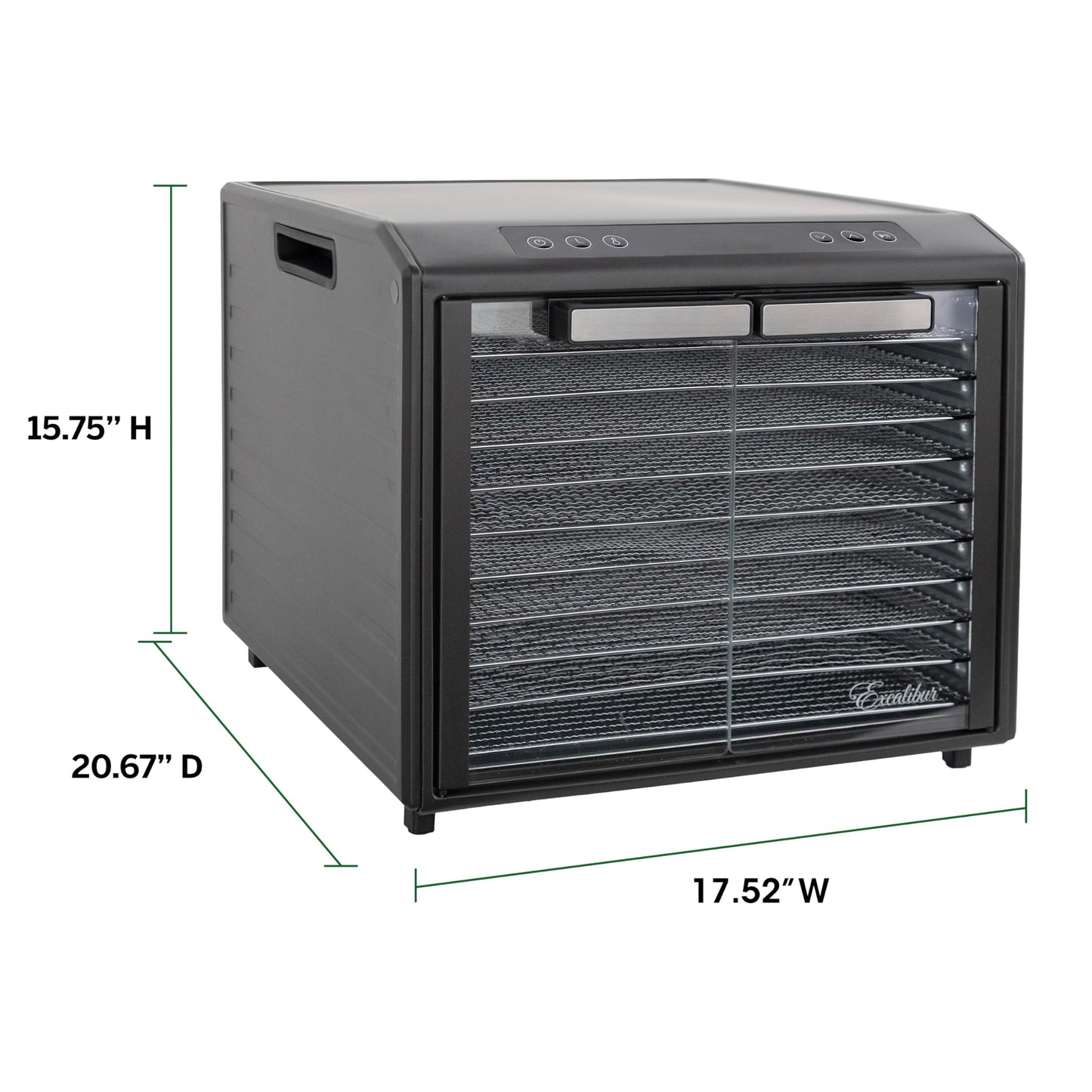 Excalibur Food Dehydrator 10-Tray Select Series for Jerky, Fruit, Vegetables, Herbs, Pet Treats, Stainless Steel with Glass Doors and 60 hour digital timer, 10-Tray, Black