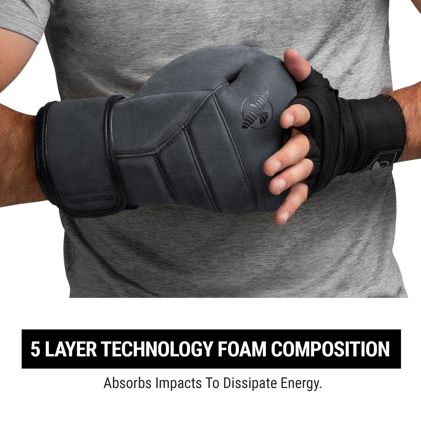 Hayabusa T3 LX Leather Boxing Gloves Men and Women for Training Sparring Heavy Bag and Mitt Work - Obsidan, 16 oz