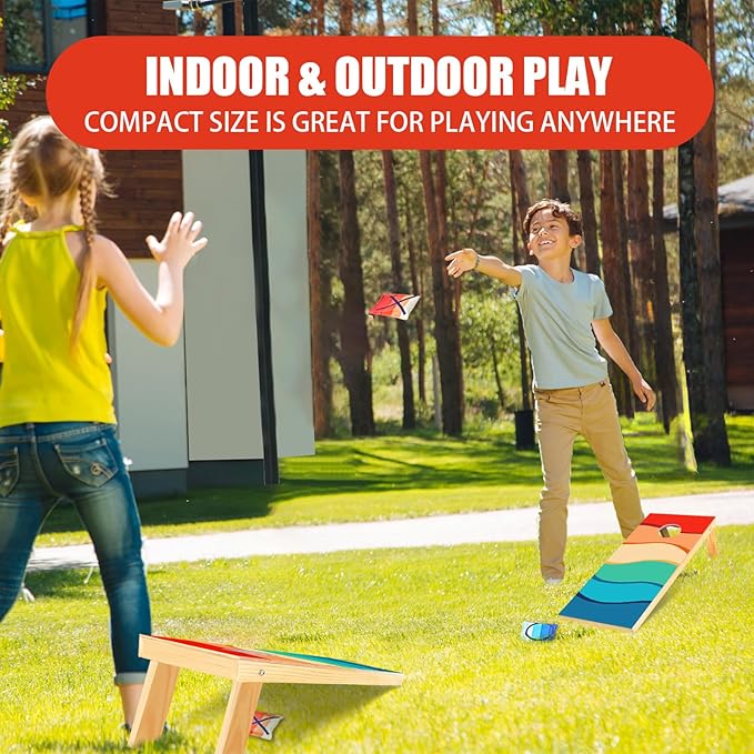 Portable 2 ft x 1 ft Cornhole Game Set with 8 Bean Bags and 1Carry Bag Excellent for Indoor & Outdoor Play – Fun Filled Cornhole Sets