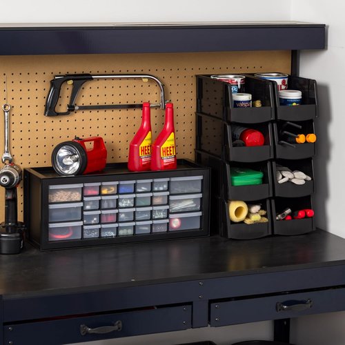 IRIS USA 26-Drawer Plastic Storage Organizer - Stackable Teacher Toolbox for Crafts & Supplies | Black