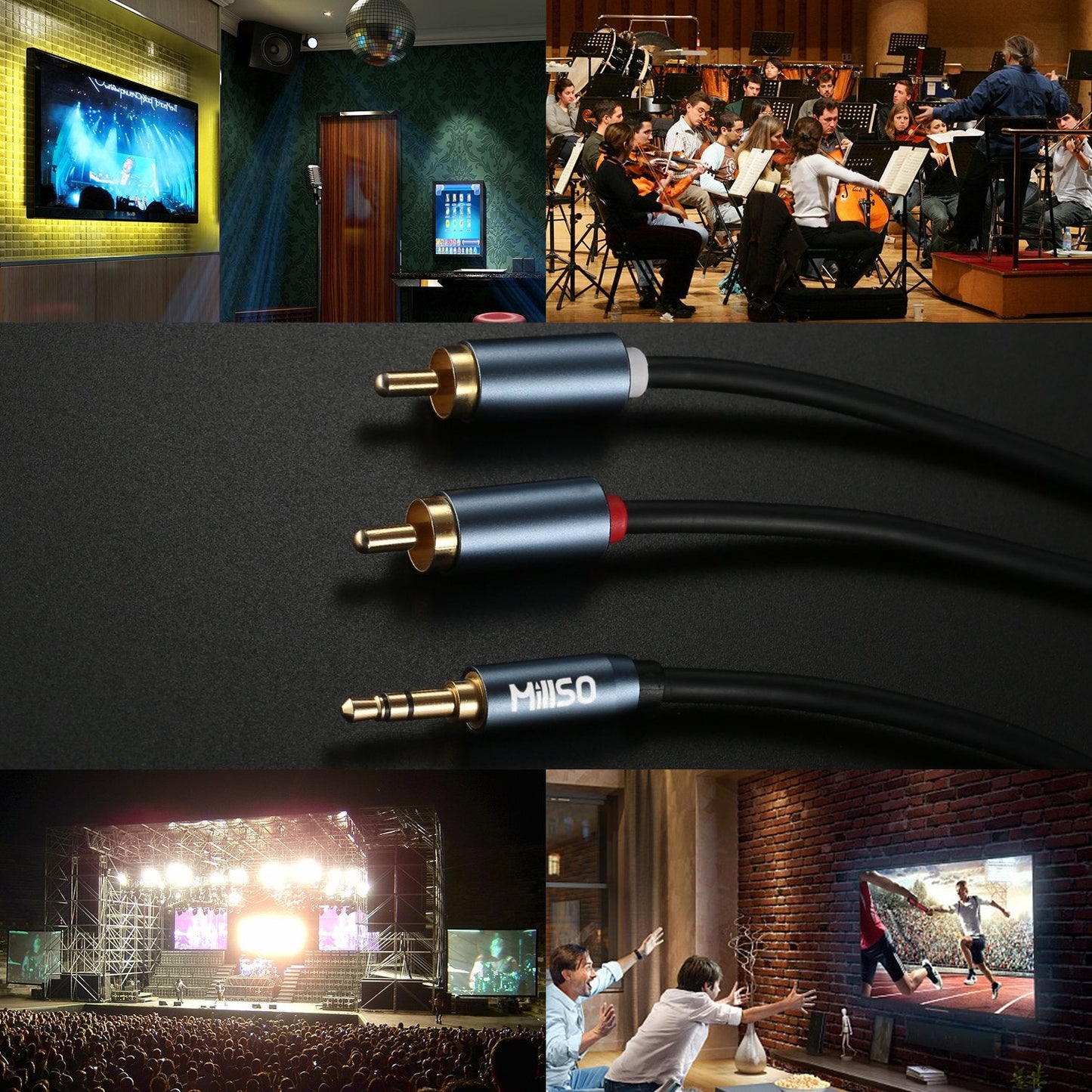 3.5mm 33 10 3.5mm 1/8 MP3 MillSO to RCA FT / M, RCA to AUX Cable to RCA Male Premium Stereo Audio Cable for Connecting