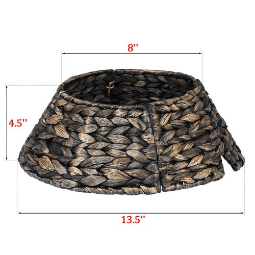 Mini 13.5 Inch Christmas Tree Collar, Woven Hyacinth Handmade 4-Piece Christmas Tree Collar with Prefabricated Opening, Suitable for Stairwells, Office Xmas Tree Base Decoration for Small Spaces