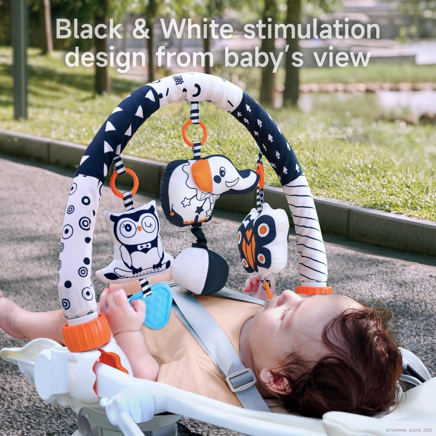 TUMAMA Baby Car Seat Toys - Sensory Hanging Rattle Arch with Musical Features | For Infants 0-6 Months