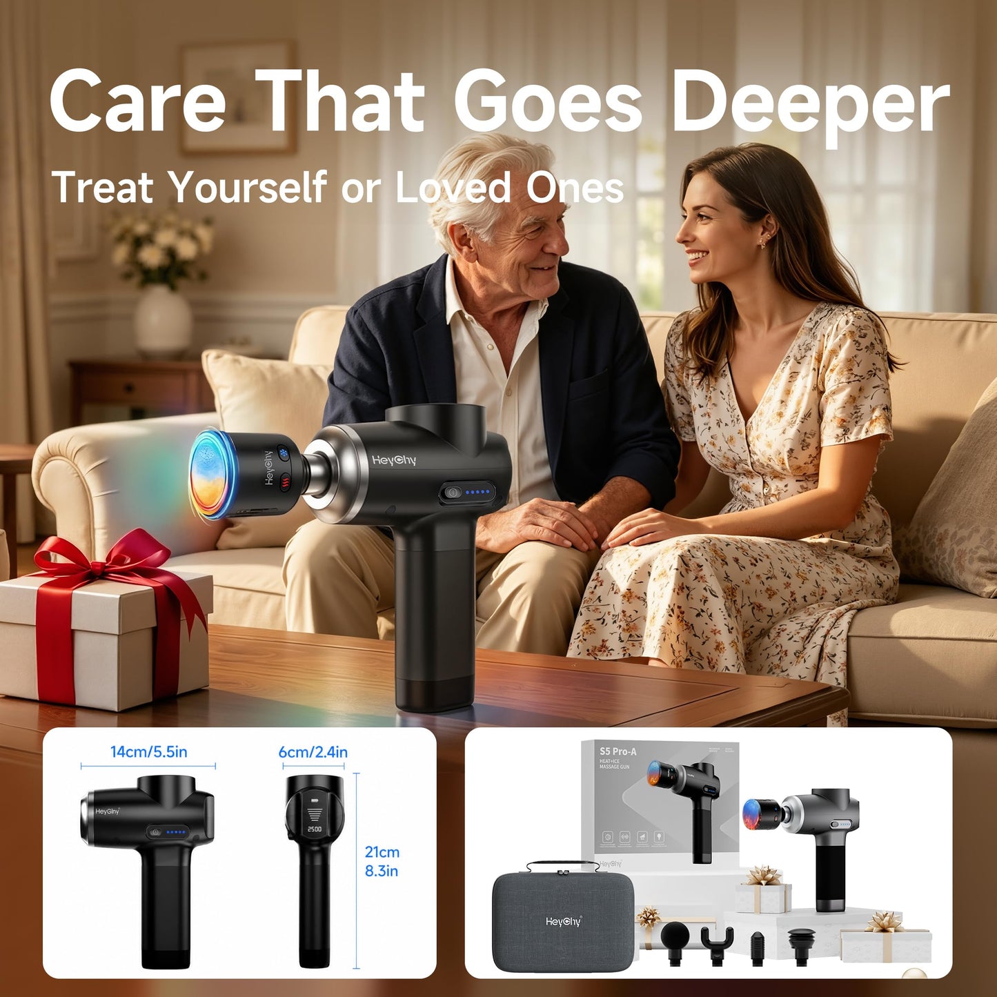 Percussion Massage Gun Deep Tissue with Heat and Cold, FSA Eligible Massager Gun for Back Neck Relief, Portable Muscle Massager with 12mm Amplitude for Home Gym, Athletes, Men Women, HSA Eligible