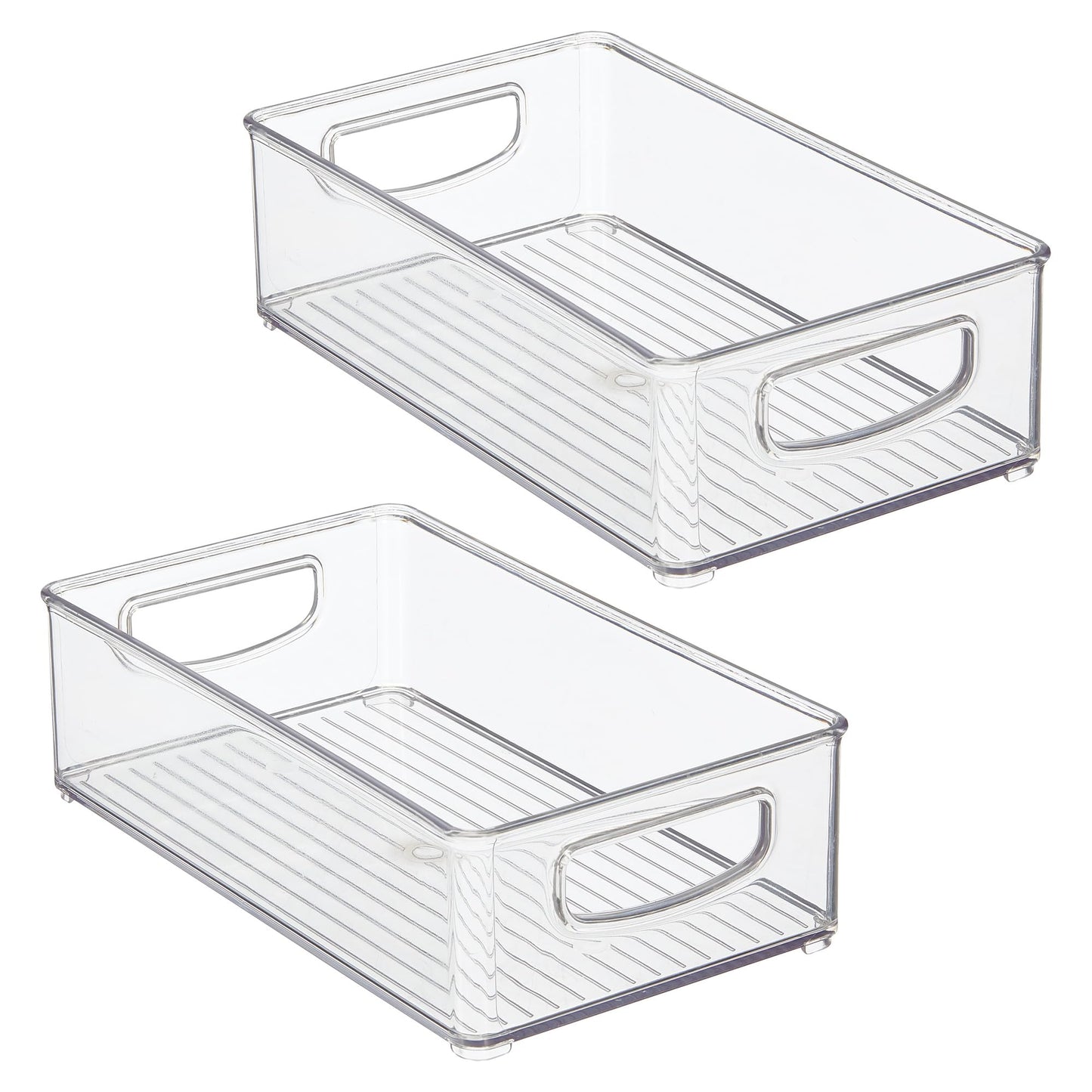 iDesign Stackable Pantry Bin with Handles for Kitchen Storage Set of 2, Clear, Made in USA