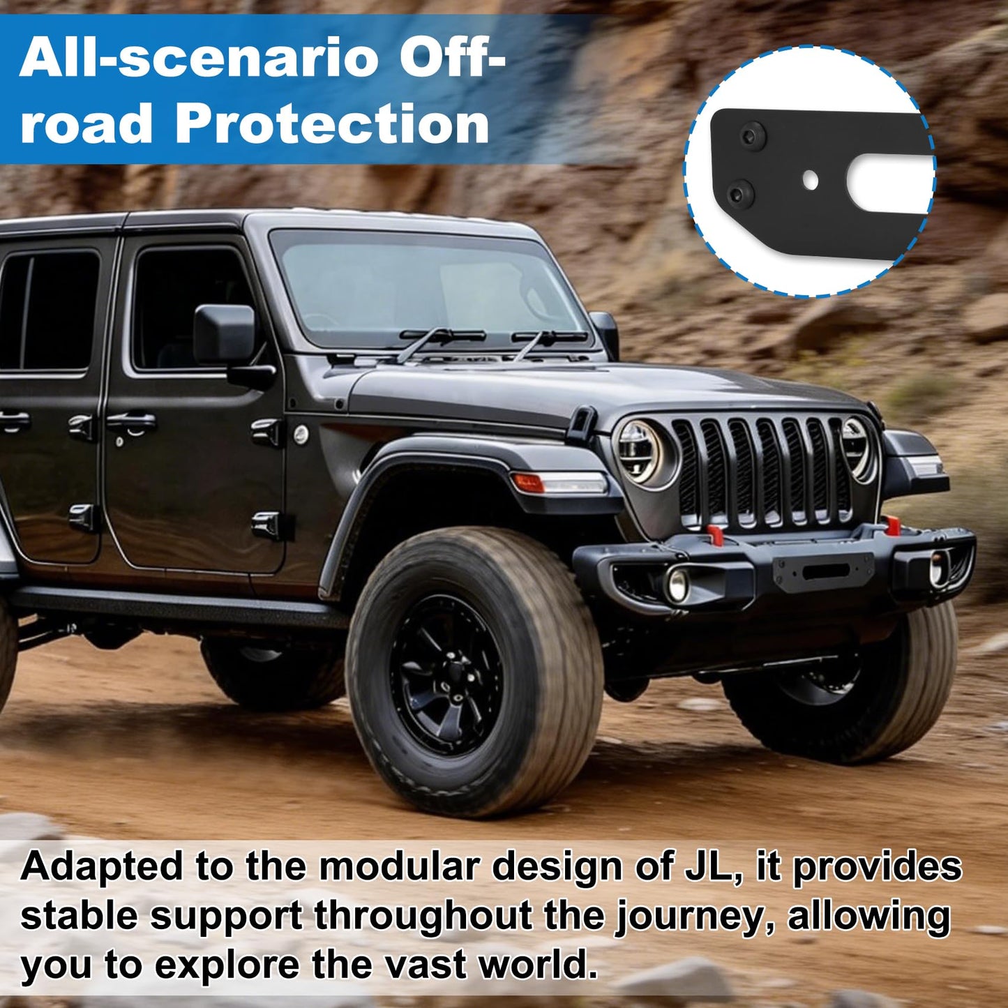 Saree Winch Mounting Plate for 2018-2024 Jeep Wrangler JL (10652) - Heavy-Duty Winch Mount Bracket, Direct Bolt-On Installation, No Drilling Required