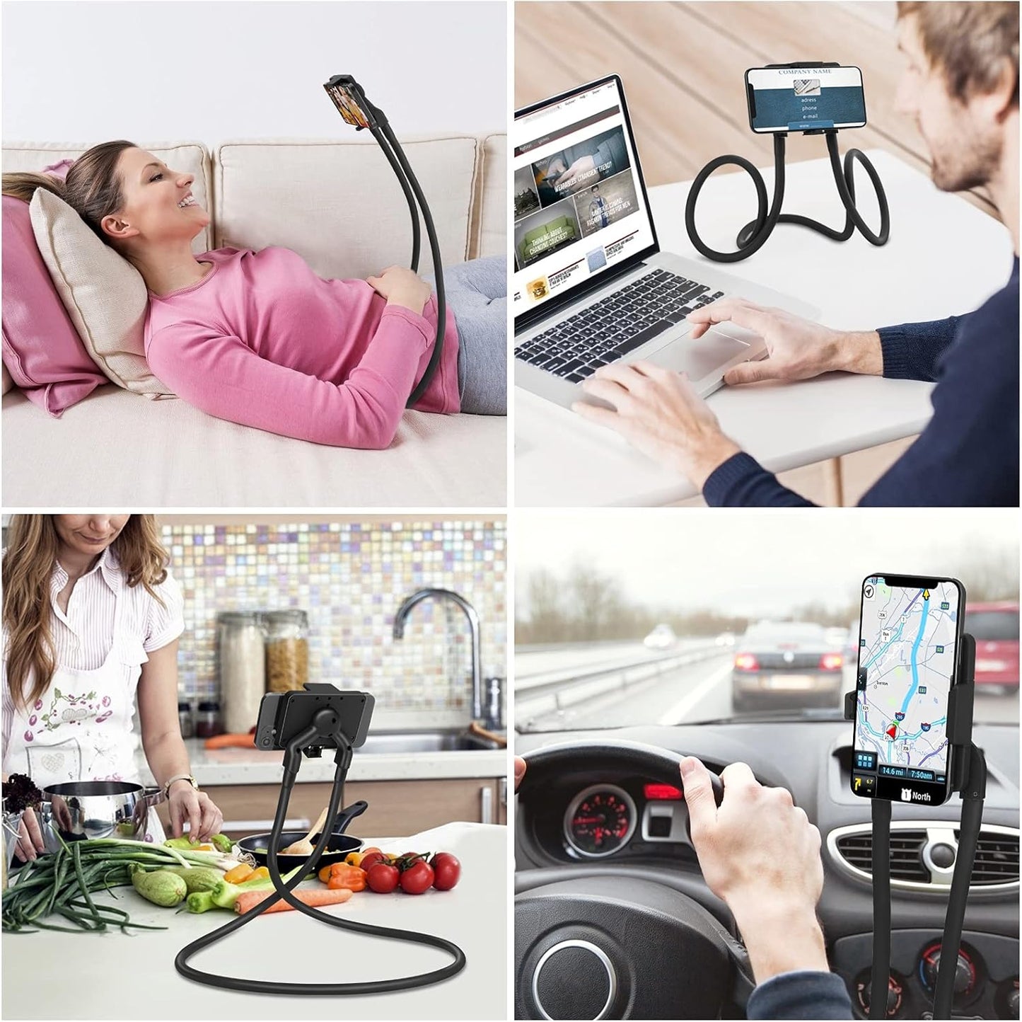 B-Land Upgrade Phone Holder for Bed, Neck Phone Holder Gooseneck Cell Phone Holders, Universal Mobile Phone Stand