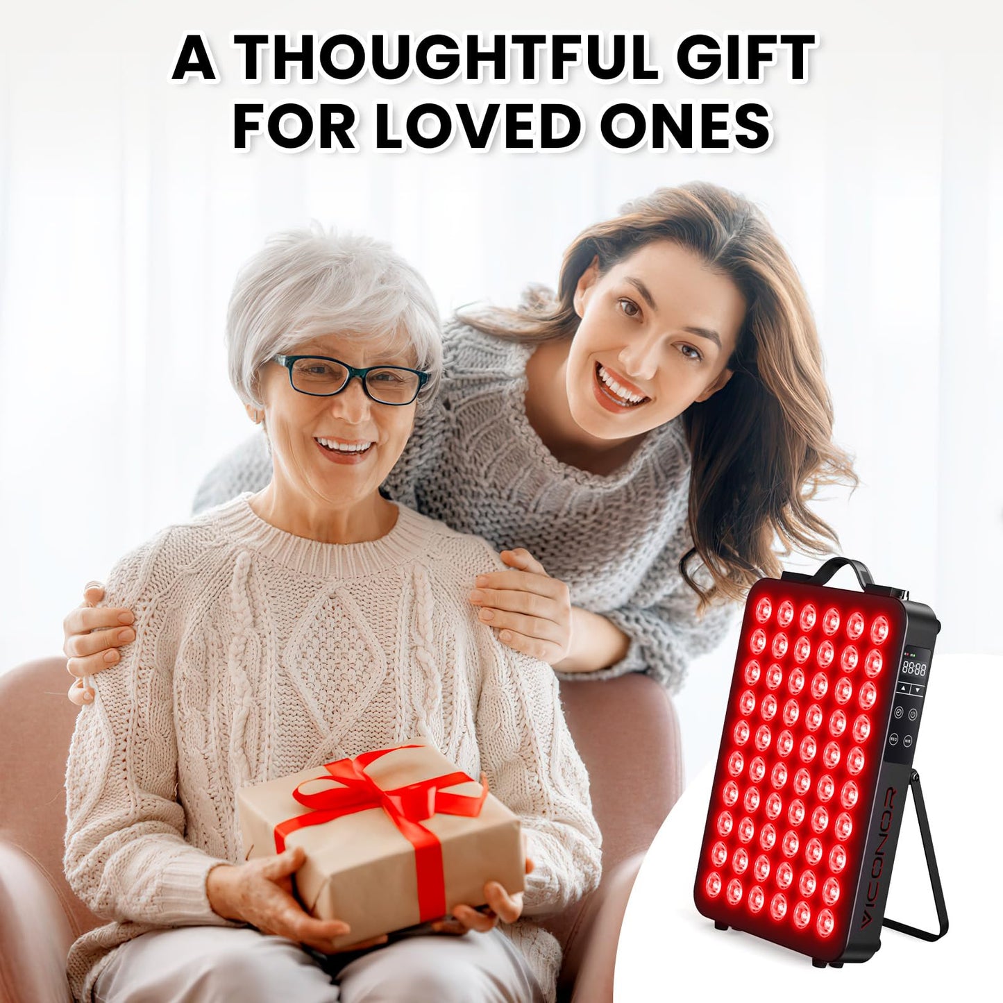 Red Light Therapy for Body, 660nm 850nm Near Infrared Light Therapy Panel, 60 Dual Chip LED Device with 300W of Power, Ideal for Body, Face, Improve Sleep, Skin Health, Includes Hanging Kit & Handle