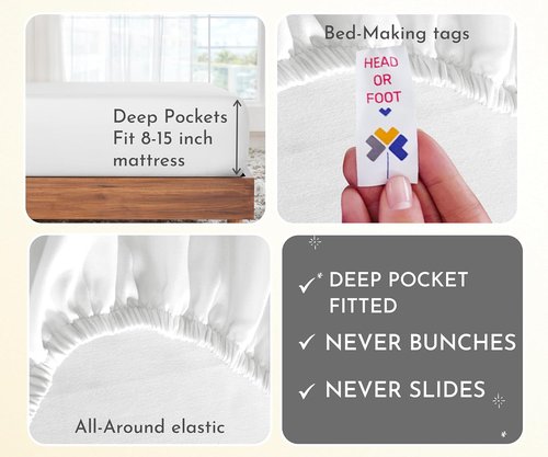 California Design Den Twin Size Bed Sheets - 400 Thread Count 100% Cotton Sateen - Soft & Breathable, Antique White