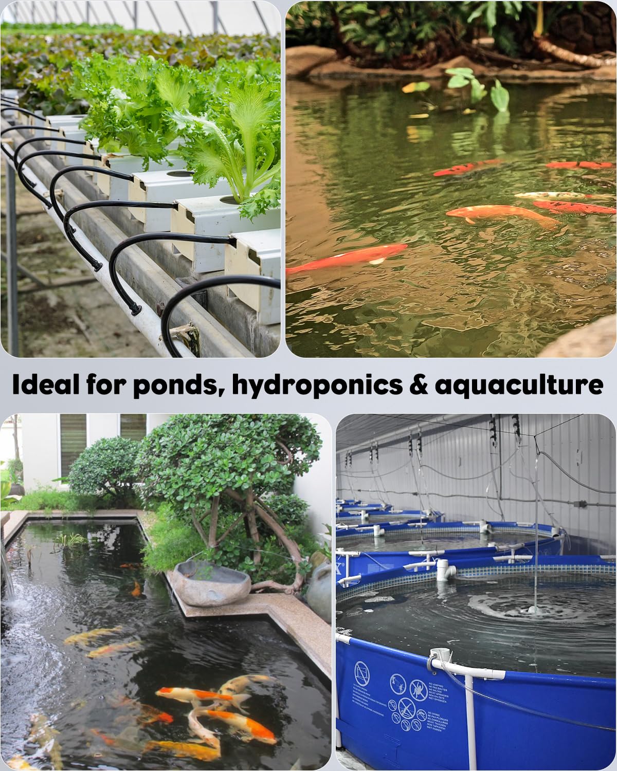 Pawfly 2200 GPH Pond Air Pump, High-Efficiency Aerator for Outdoor Koi Fish Ponds up to 1 Acre & 10ft Deep, 100W Garden & Septic Pump with 2 Air Splitters
