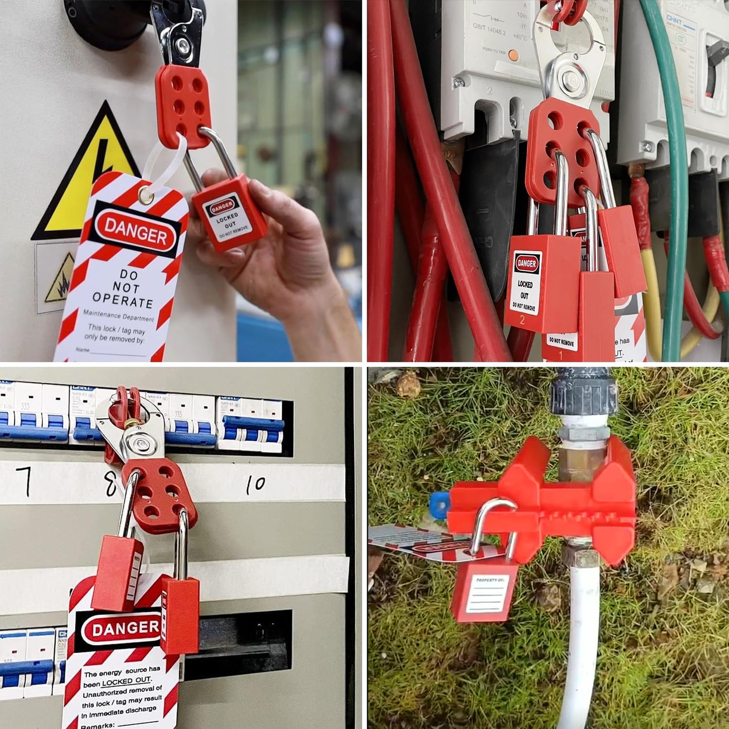 SAFBY 3-in-1 Lockout Tagout (Loto) Kit–Complete OSHA Safety Group Lock Out Hasps, Tag Out Clamp-On Circuit Breaker Lockout for Universal Multi- Pole Breaker Electrical Kits Station (3 Kits in 1)
