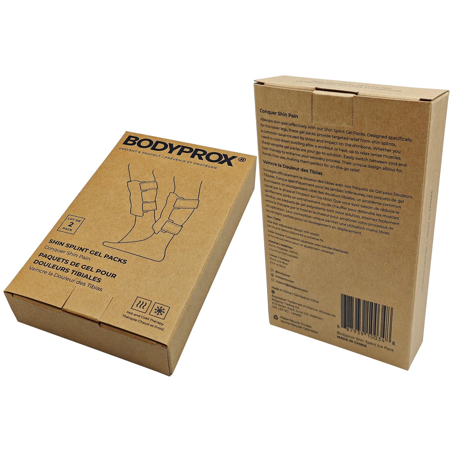 BODYPROX Shin Splint Ice Pack 2 Pack - Reusable Cold and Hot Wrap for Shin Splints Pain Relief, Flexible Ice Pack for Runners