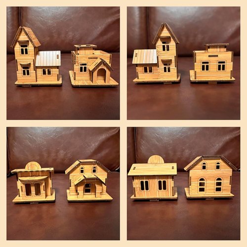 Log Cabin 3D Puzzle by Wooden - DIY Miniature House Model Kit for Teens | 4-in-1 Assembly Fun