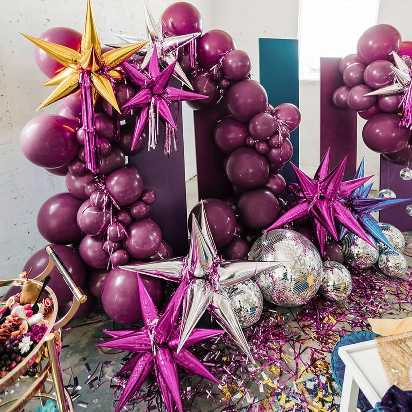 PartyWoo Metallic Pink Star Balloons - 110-Piece Foil Mylar Balloon Arch Kit for Birthday & Wedding Decor | Various Sizes 5-22 Inches