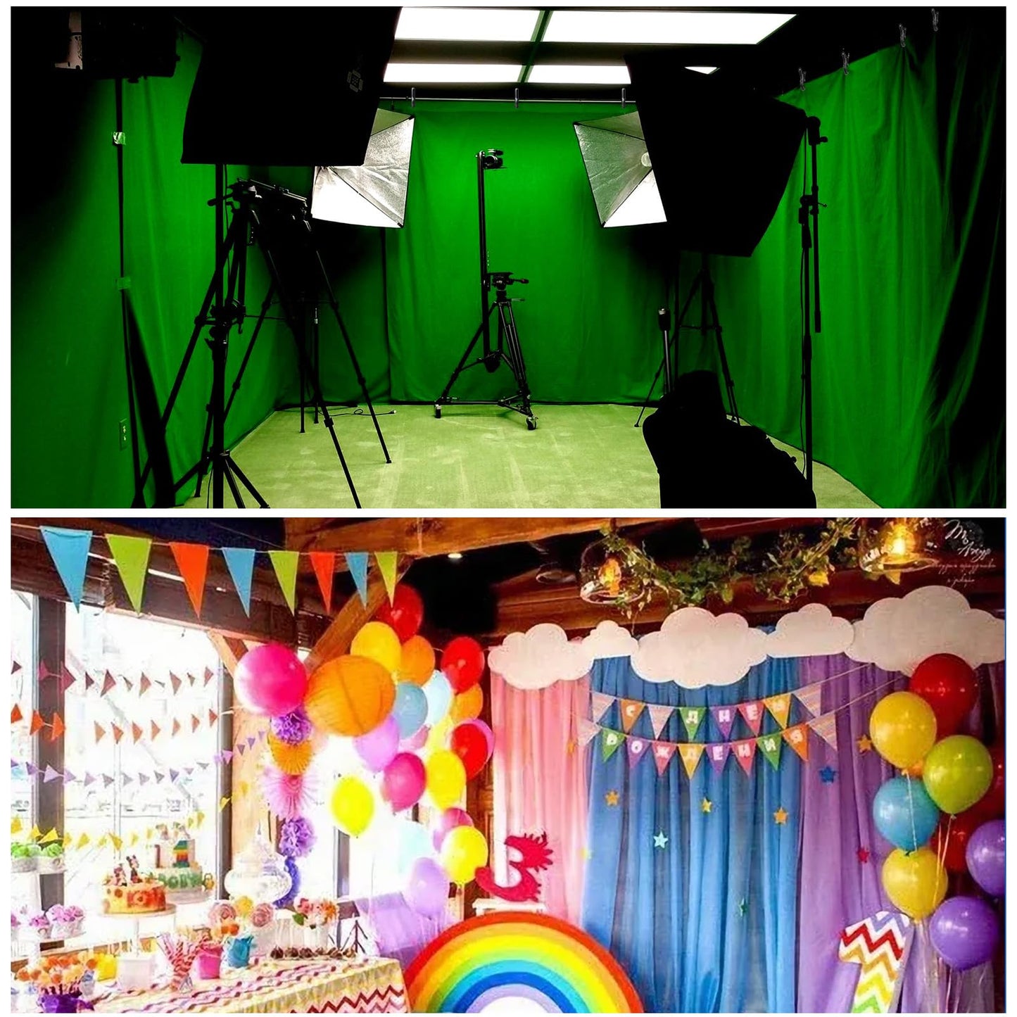 SLOW DOLPHIN Photo Video Studio 30ft (Wide) x 10ft (Tall), Degree Crossbar Rotatable, Angle Adjustable Triple Crossbar Extender Mount, Photography Background Support System, Sand Bags,Clamps