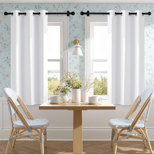 NICETOWN Blackout Window Curtain Panels - Thermal Insulated Drapes, 48" Length, Snow White, Set of 2