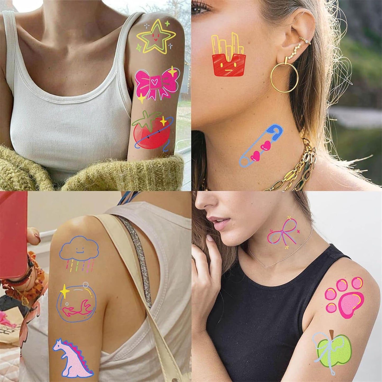 Luziwiox 10 (colourful-A2) teenagers Temporary Tattoos Sticker for Kids Designs | Waterproof Temporary Tattoos toys