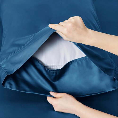Bedsure Queen Sheet Set - Cooling Bamboo Rayon Sheets | Deep Pocket Up to 16" | Soft & Breathable Teal Bedding