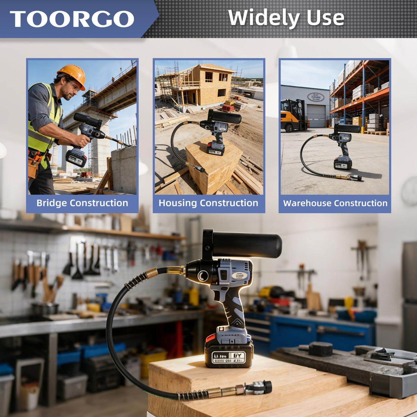 TOORGO Electric Hydraulic Pump, ZG3/8" Oil Outlet, 2.3 ft Pipe,10000 Psi Rechargeable Portable Hydraulic Pump for Hydraulic Jack or Hydraulic Tool